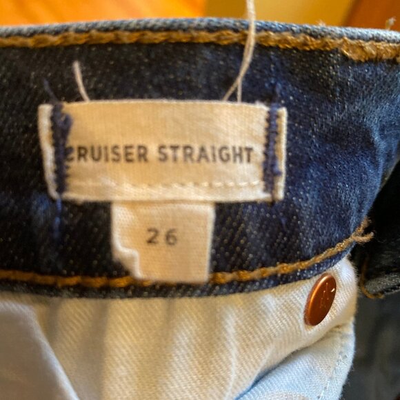 Madewell Sz 26 Cruiser Straight Ankle Jeans 10" High-Rise Stretch Dark Wash - Picture 3 of 5